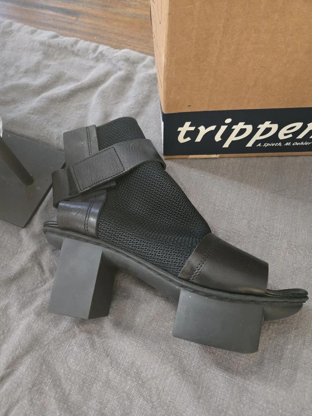 Trippen Black Women's Open-Toe Ankle Boots size 9 NWT